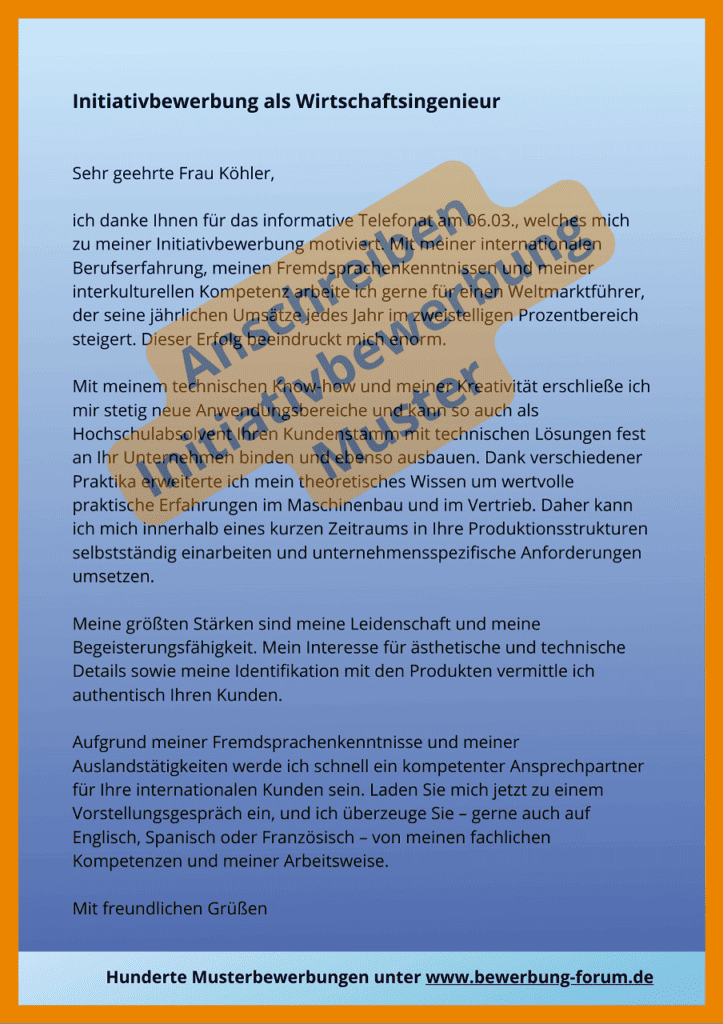 Anschreiben Initiativbewerbung Muster PDF