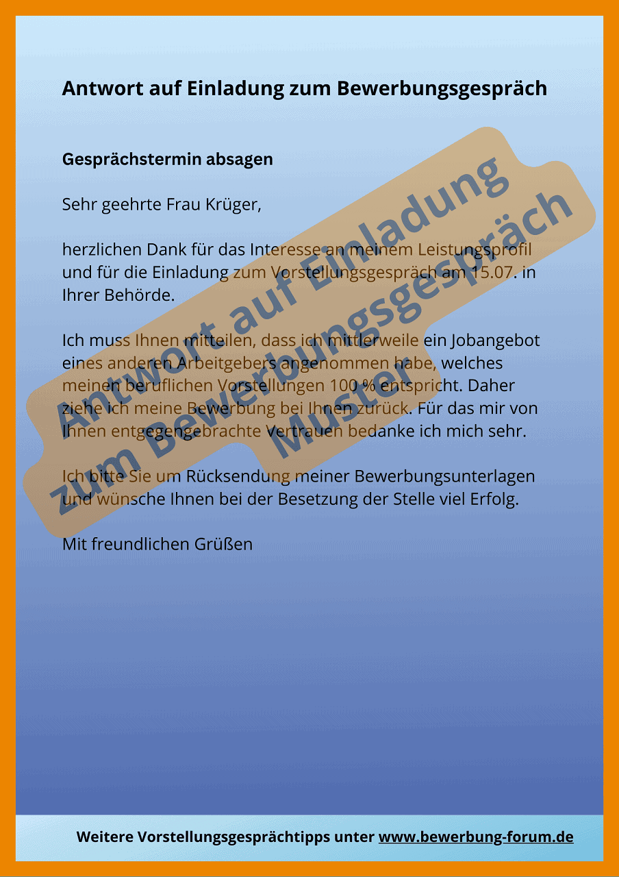 Antwort Auf Einladung Zum Bewerbungsgespräch