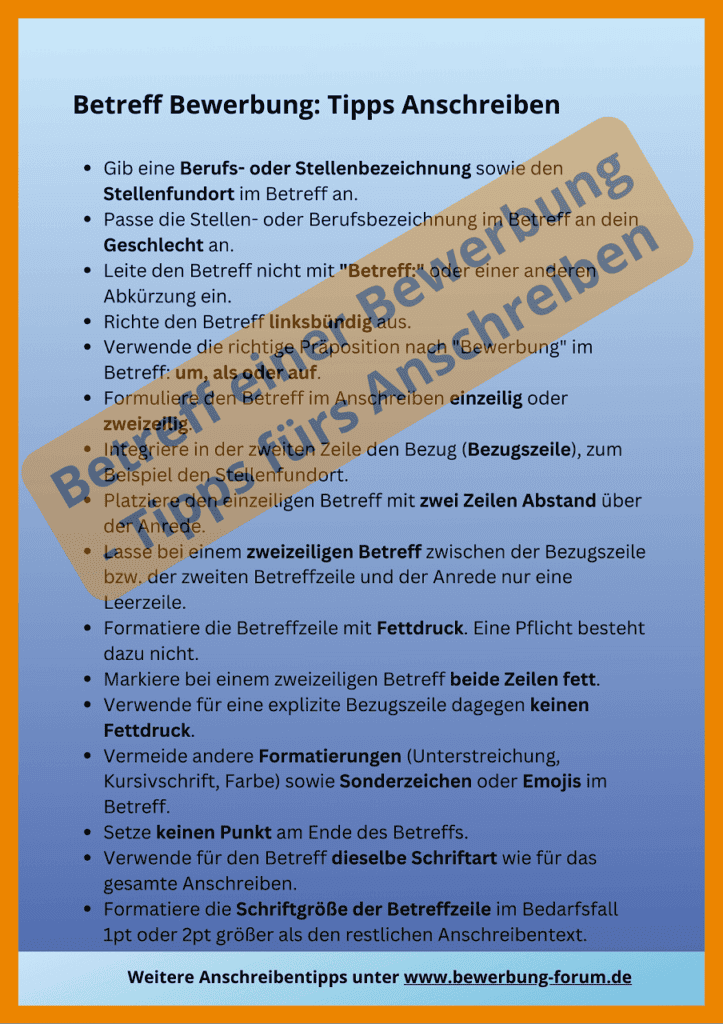 Betreff Bewerbung Tipps + Beispiele + Formulierungen