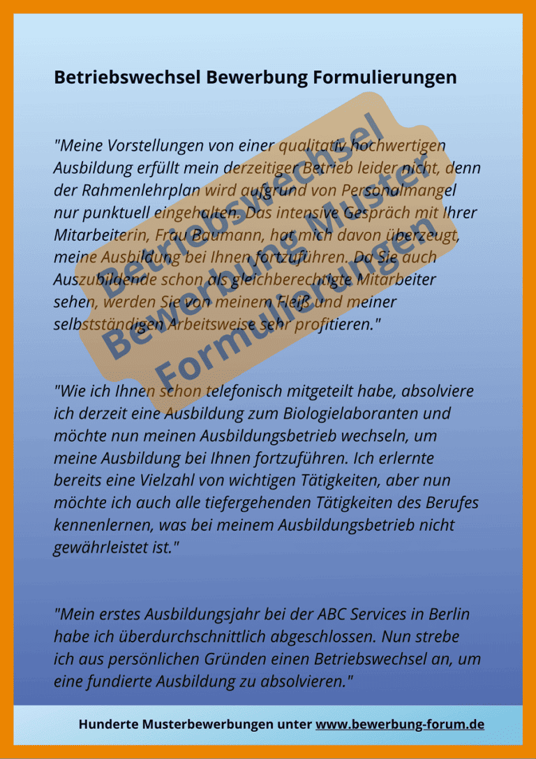 ᐅ Ausbildungsbetrieb wechseln ⇒ Formulierungen für Bewerbung