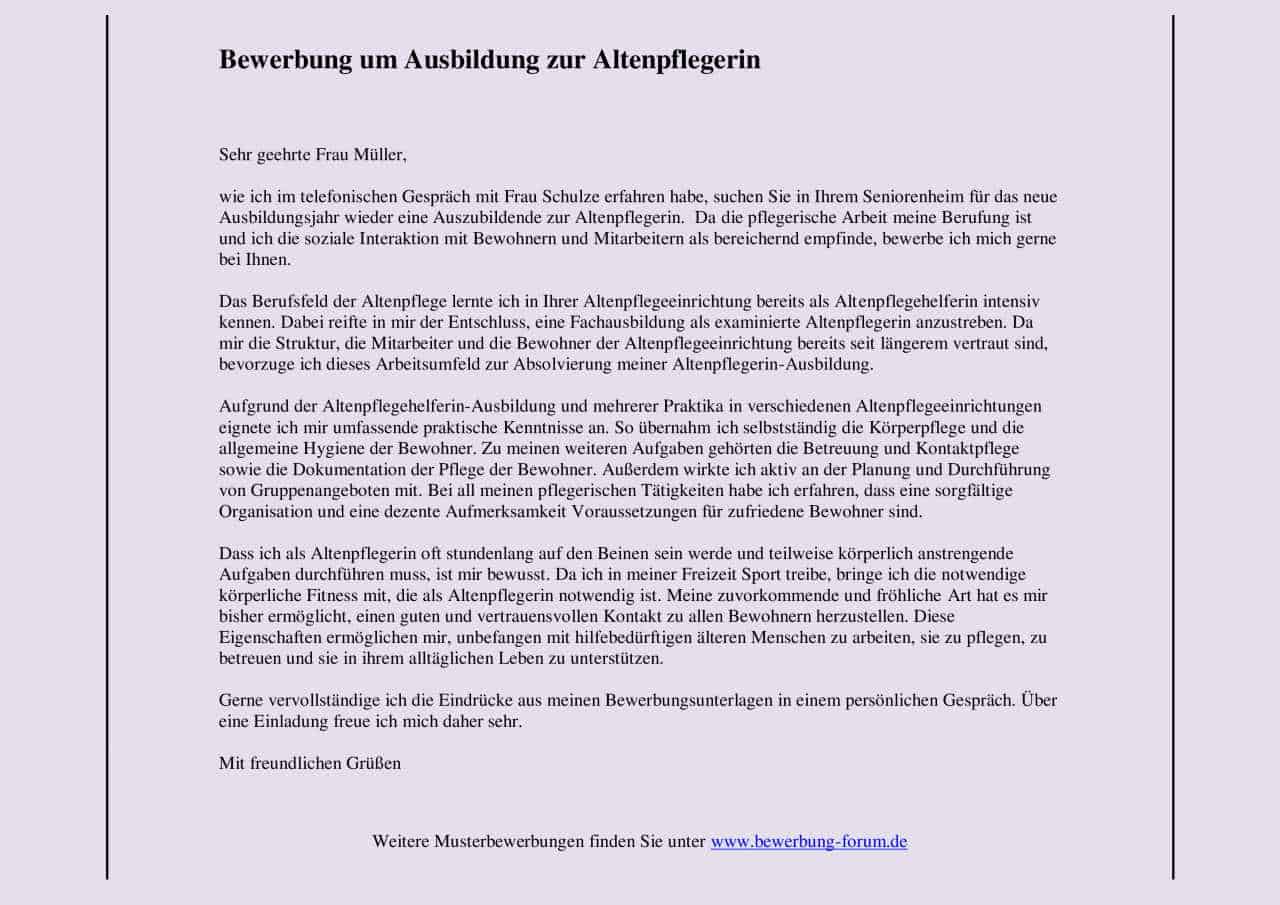 Altenpflegerin Bewerbung 15 Muster für Ausbildung + Job