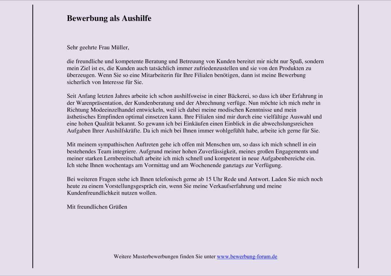Bewerbung als Aushilfe Muster und Tipps