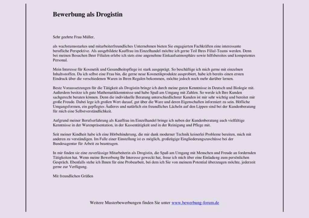 Drogistin Bewerbung Muster Und Tipps