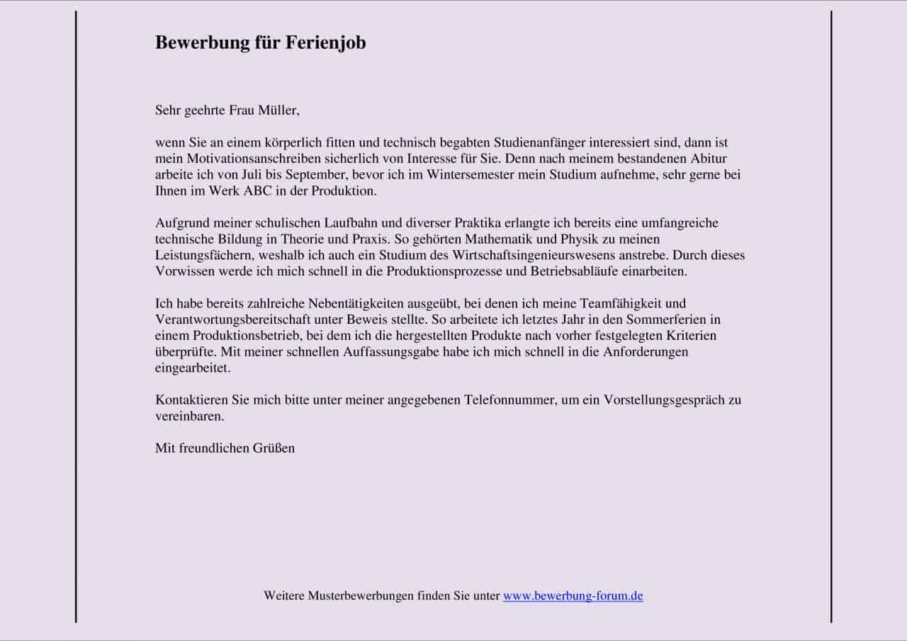 ᐅ Perfekte Bewerbung für Ferienjob schreiben 15+ Muster