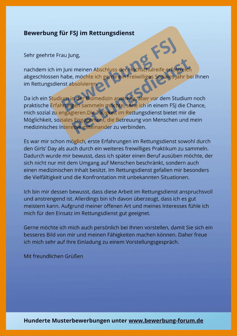Bewerbung Freiwilliges Soziales Jahr Muster Altenheim FSJ Bewerbung Muster + Tipps fürs Motivationsschreiben ️