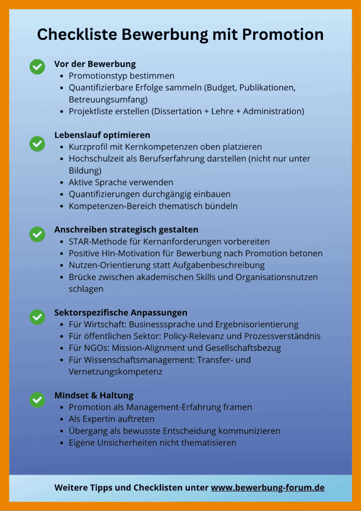 Bewerbung mit Promotion Checkliste Tipps Doktortitel