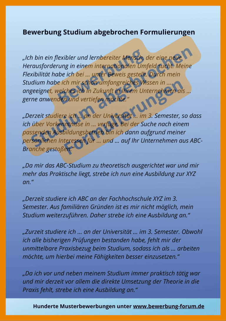 Bewerbung mit Studienabbruch formulieren ⇒ Tipps + Muster