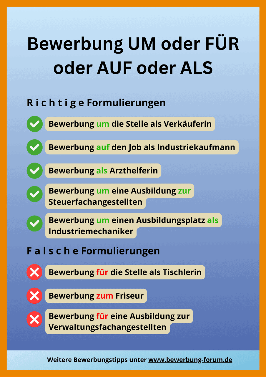 ᐅ Bewerbung um oder für eine Stelle Oder auf oder als? ️