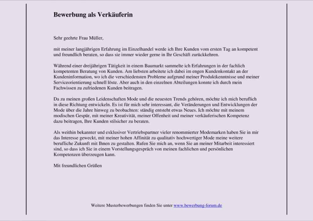 Bewerbung Als Verkauferin Muster Und Tipps