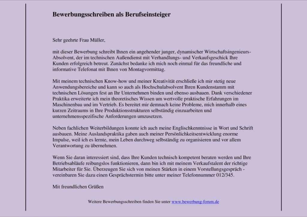 Bewerbung für den Berufseinstieg.