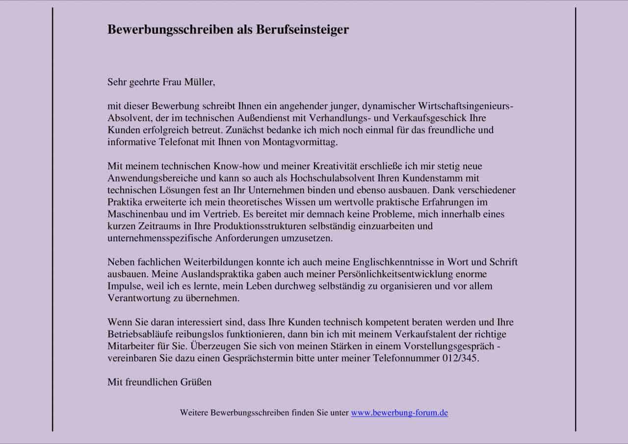 Bewerbung für Berufseinstieg – Bewerbung schreiben