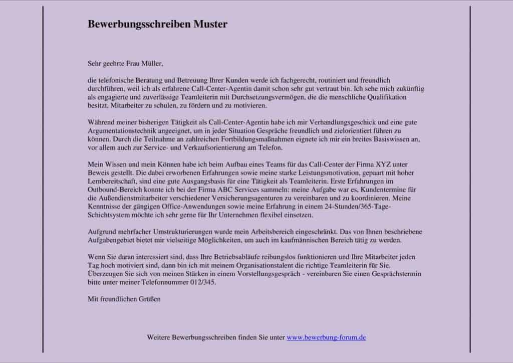 Bewerbungsschreiben Muster Fur Die Erstellung