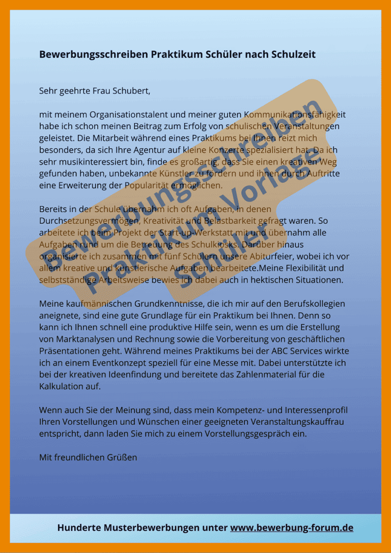 Bewerbung Schülerpraktikum It Bereich Muster ᐅ Bewerbungsschreiben Praktikum Vorlage Schüler [PDF]
