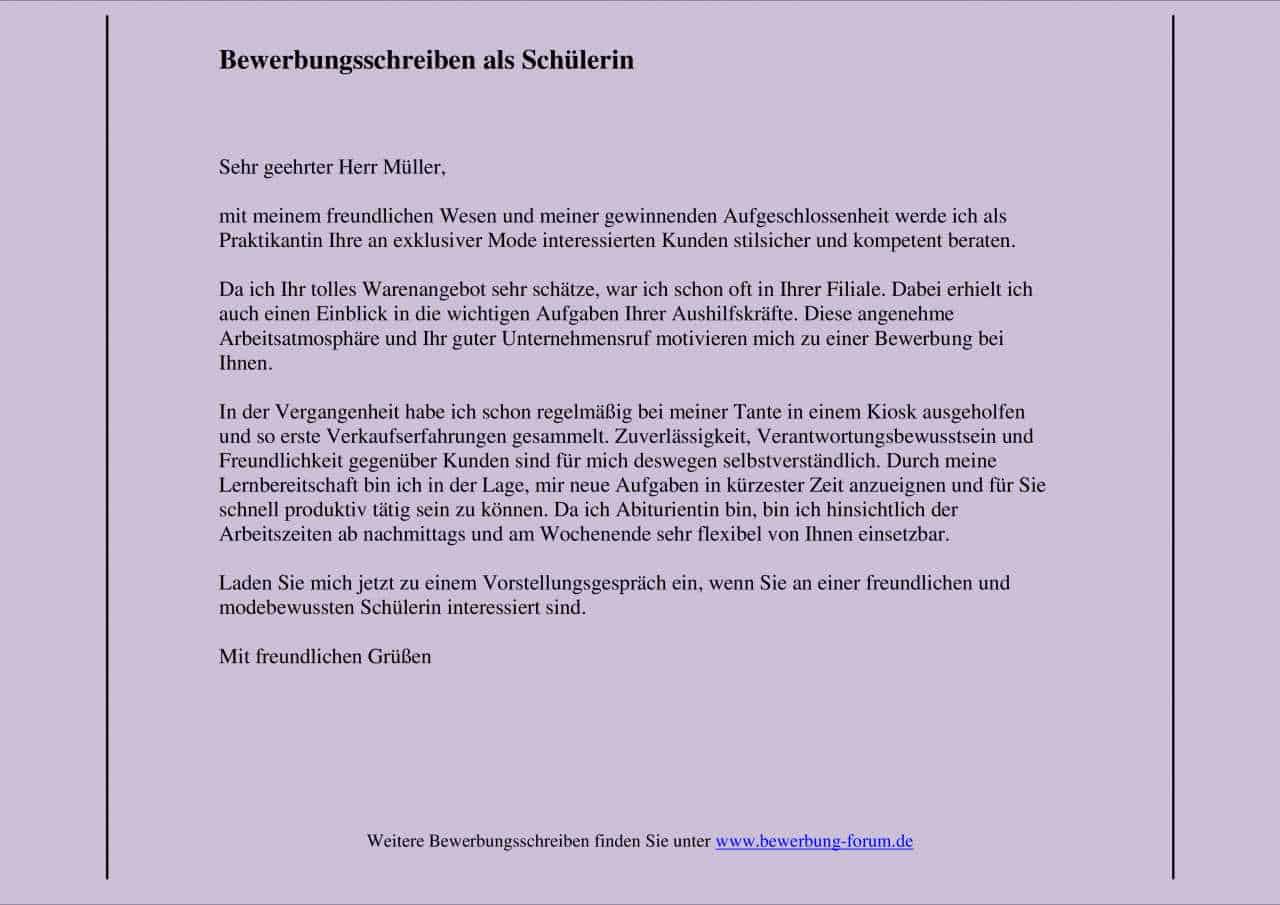 Bewerbung Um Einen Schulplatz Vorlage Bewerbung als Schüler für Praktikum oder Schulbesuch – Bewerbung schreiben