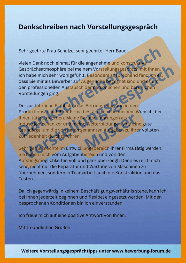 Dankschreiben Nach Absage Vorstellungsgespräch Muster Dankschreiben nach Vorstellungsgespräch: 5 Muster + Tipps ️