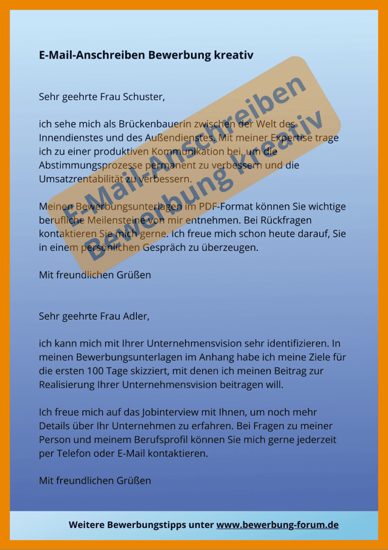 ᐅ E-Mail Anschreiben Bewerbung kreativ: 5 Ideen + 7 Tipps ️