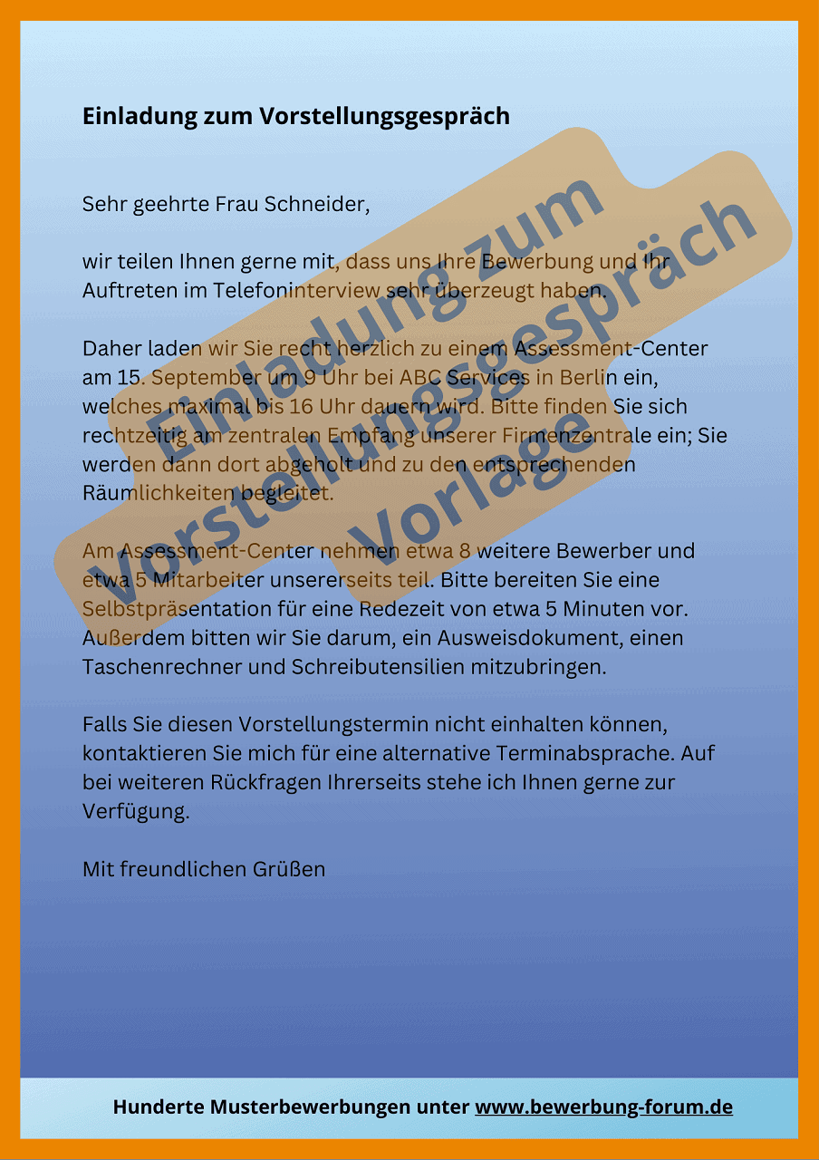 Einladung zum Vorstellungsgespräch ⇒ 3 Muster + 7 Antworten