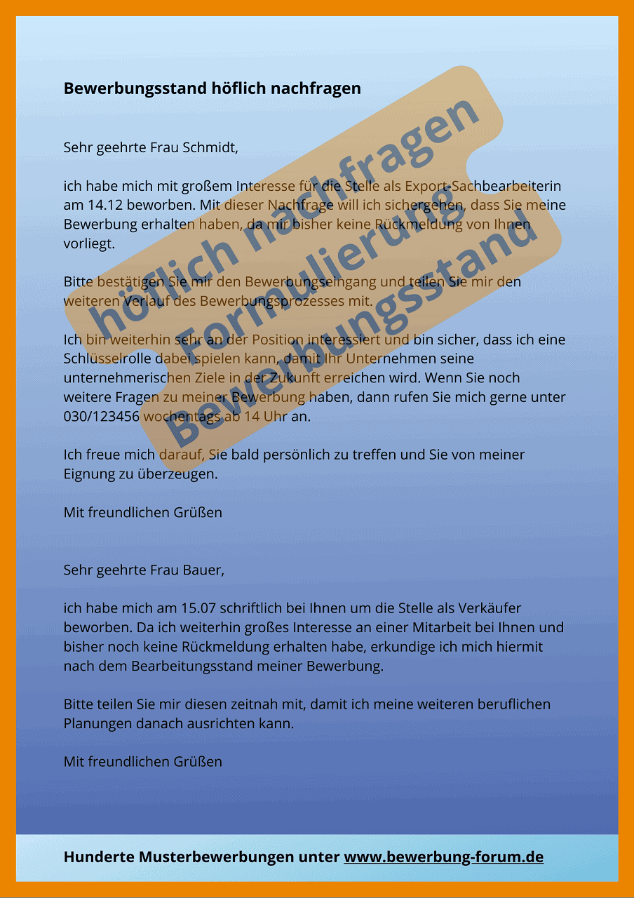 Ich Wollte Mal Nachfragen Wie Der Aktuelle Stand Ist ᐅ Keine Antwort auf Bewerbung nachfragen: 6 Muster ️