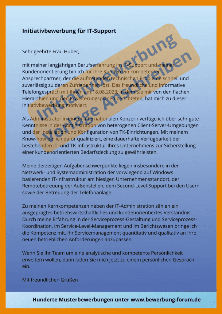 Initiativbewerbung Vorlage Anschreiben PDF