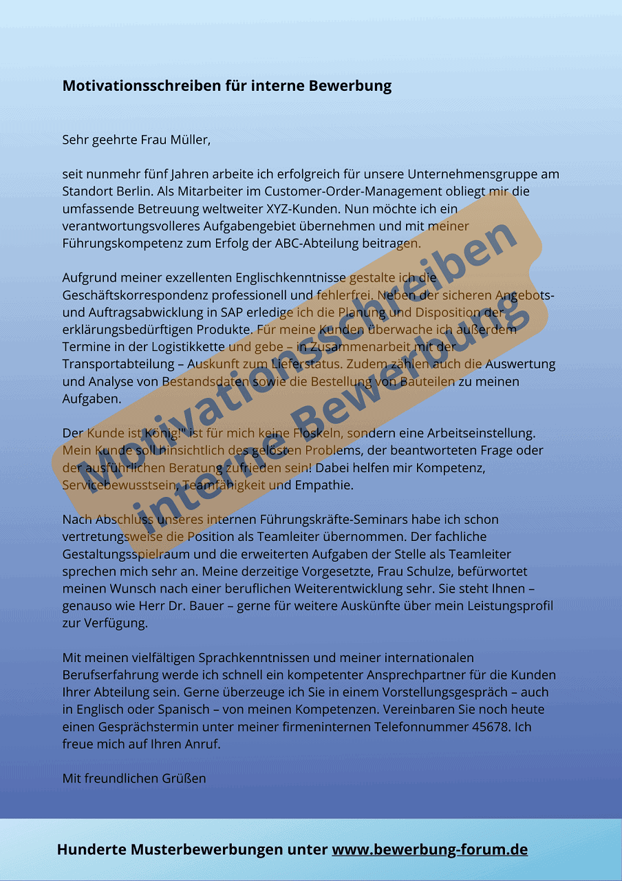 ᐅ Interne Bewerbung Muster für Anschreiben PDF 📄