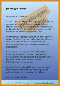 ᐅ Job absagen Vorlage für E-Mail Formulierung Jobabsage