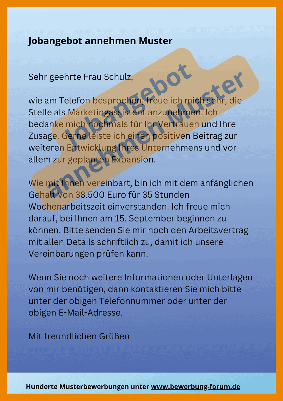 ᐅ Jobangebot annehmen Zusage formulieren [7 Muster]