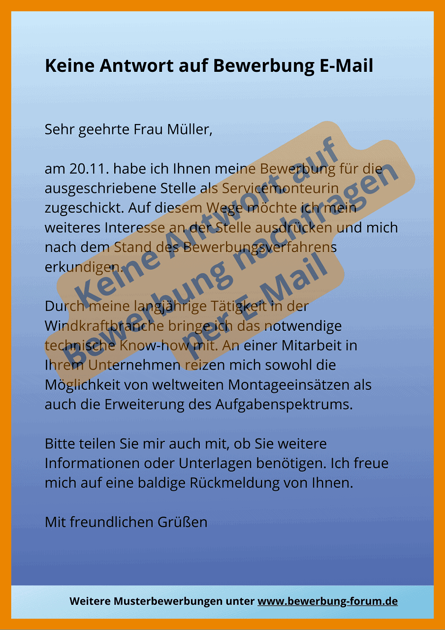 ᐅ Keine Antwort auf Bewerbung Muster Nachfassbrief ☀️