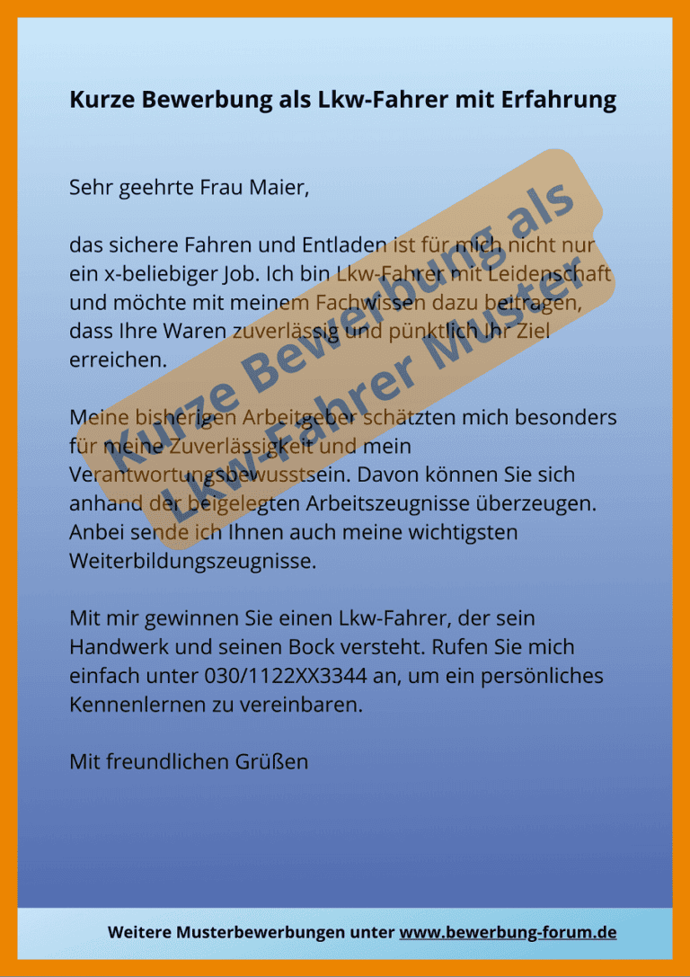 ᐅ Lkw-Fahrer Bewerbung mit + ohne Berufserfahrung ️