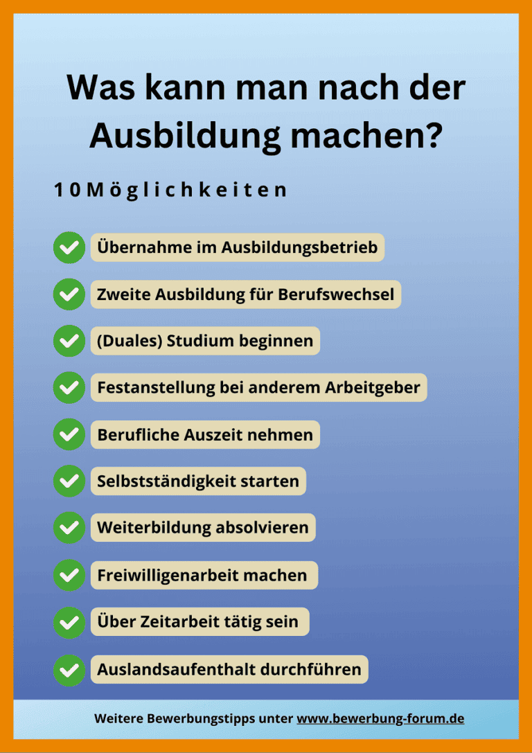 Was kann man nach der Ausbildung machen 10 Möglichkeiten