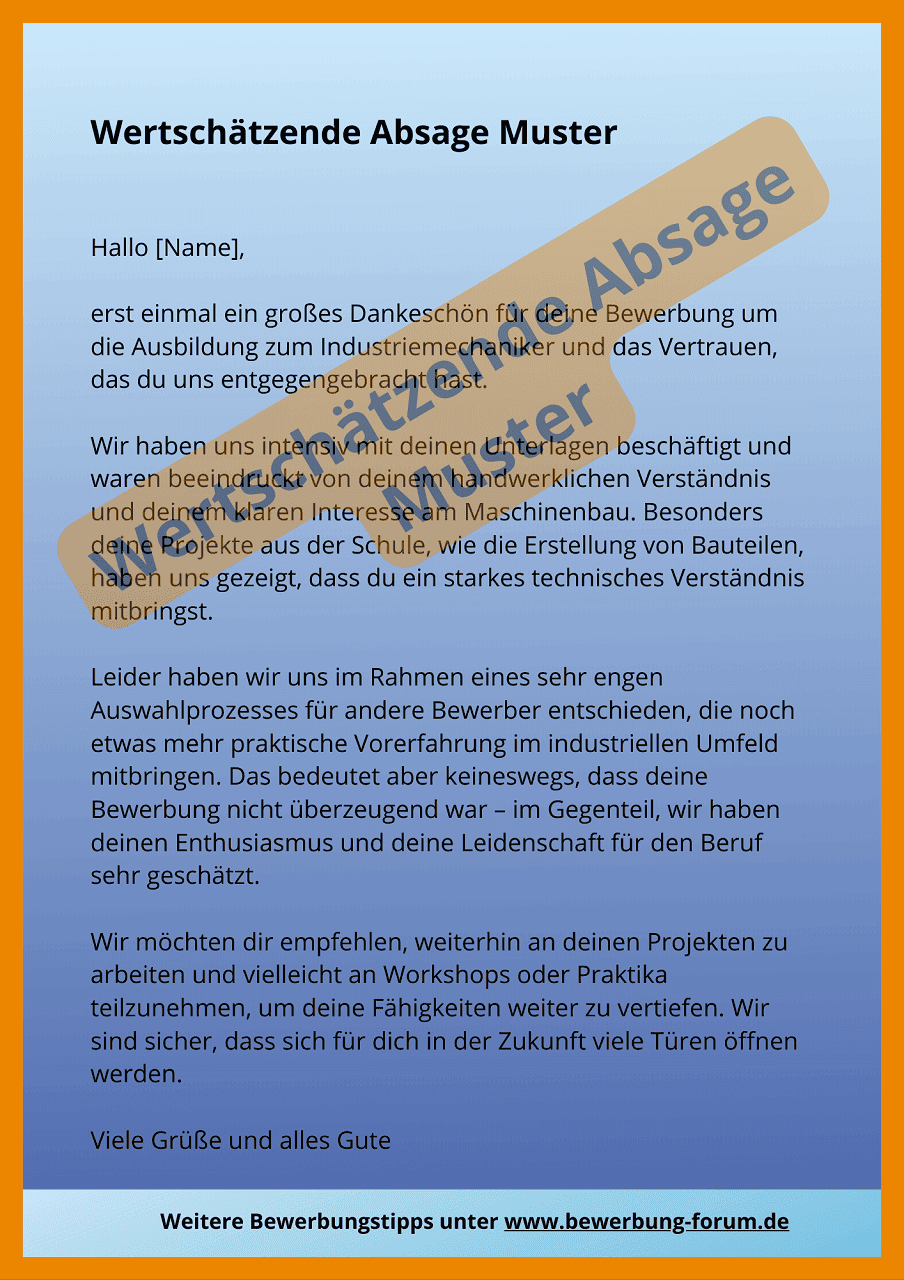 Erneute Bewerbung Nach Absage Wie Formulieren Wertschätzende Absage Bewerbung Muster an Arbeitnehmer ☀️