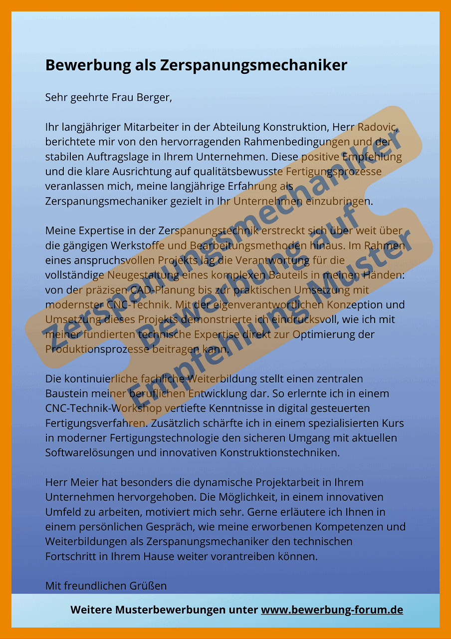 Bewerbung Empfehlung Durch Mitarbeiter Muster Bewerbung auf Empfehlung eines Mitarbeiters oder Bekannten