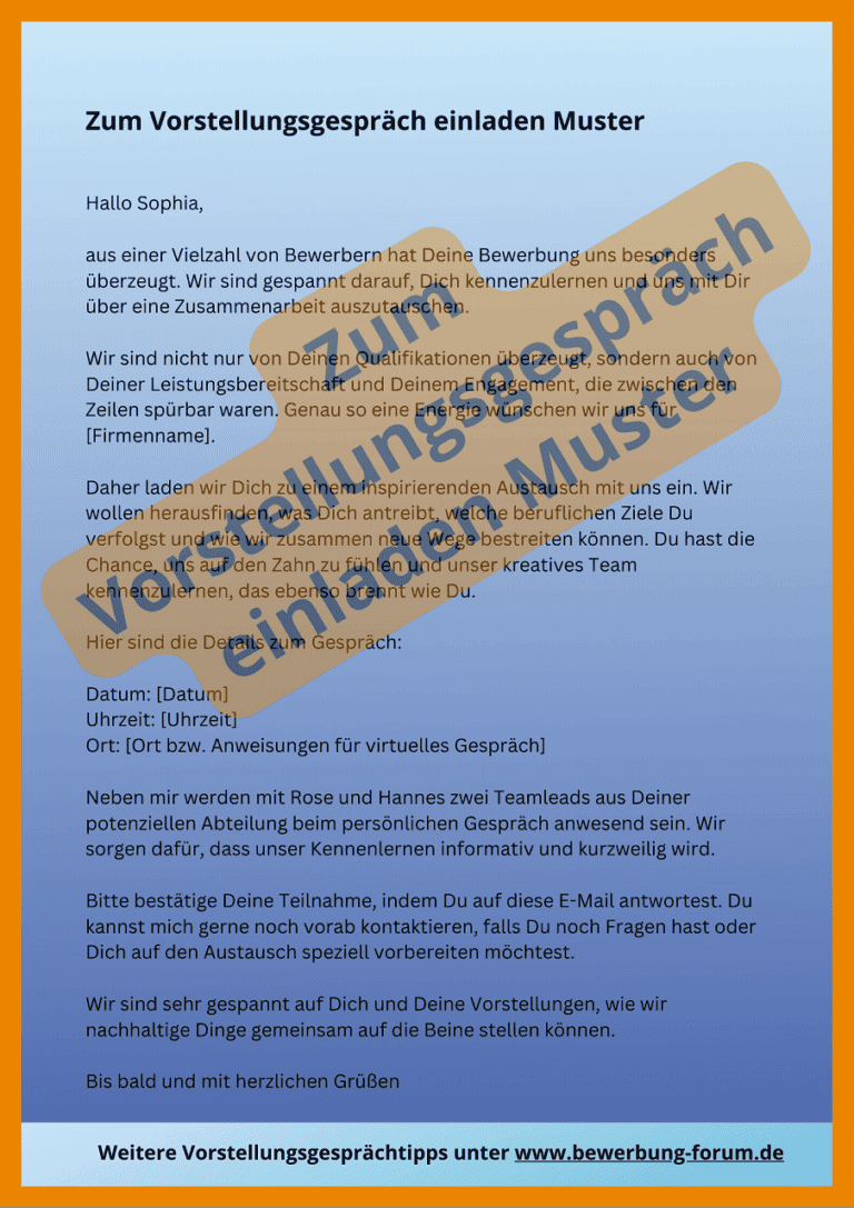 Einladung zum Vorstellungsgespräch ⇒ 3 Muster + 7 Antworten