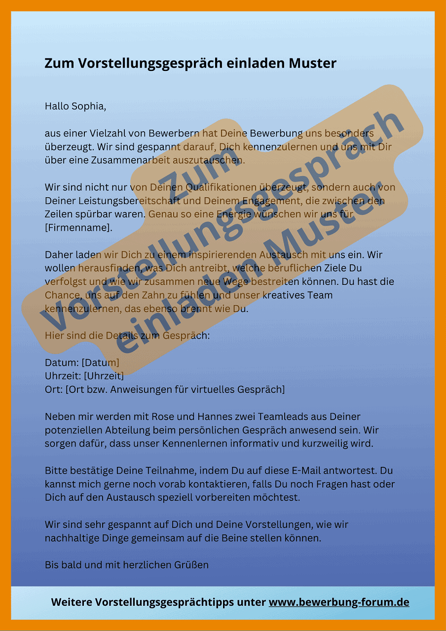 Einladung zum Vorstellungsgespräch ⇒ 3 Muster + 7 Antworten